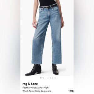 rag & bone Featherweight High Waist Wide Leg Ankle Jeans
